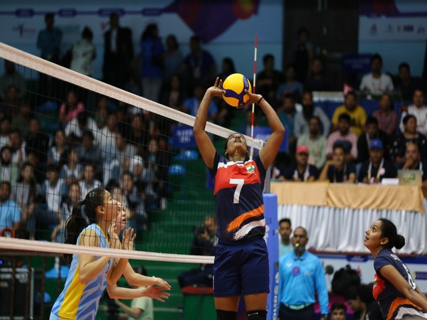 Indian players playing against Kazakhstan in the final round of CAVA Challenge Cup. (Photo/ANI)