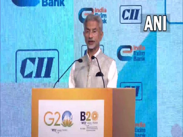 External Affairs Minister S Jaishankar addressing the 18th CII-EXIM Bank Conclave in Delhi. (Photo: ANI) 