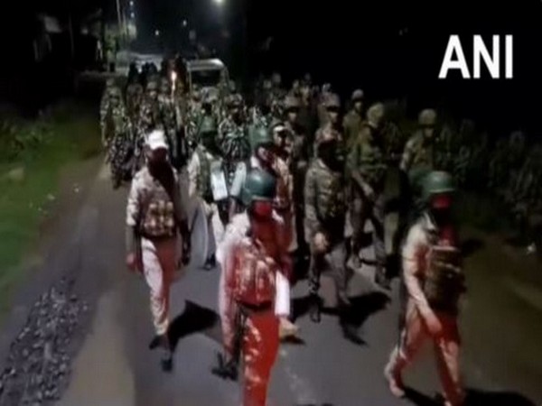 Indian Army conducts flag march in Imphal Valley. (Photo/ANI)