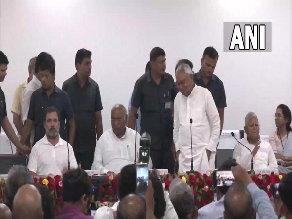 Opposition leaders during their press conference in Patna. (Photo/ANI)