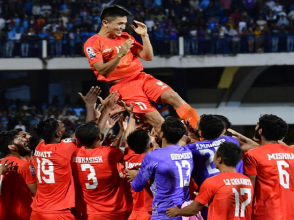 Team India celebrating. (Photo- Kalyan Chaubey Twitter)