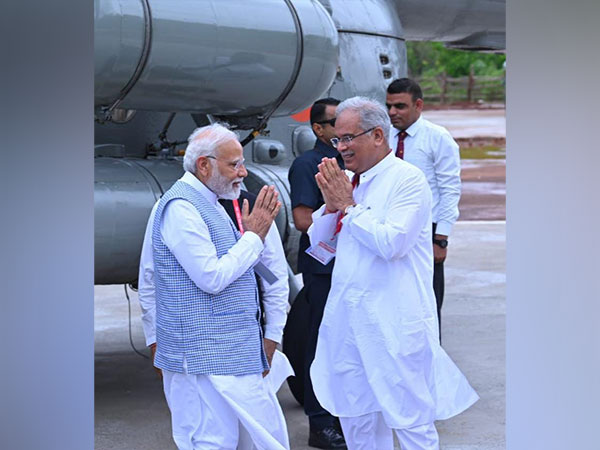 Prime Minister Modi arrives in Chhattisgarh's Raipur (Photo/ANI)