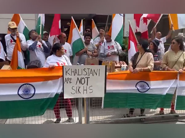 Indian community members counter pro-Khalistan protest in Canada. (Photo/ANI)