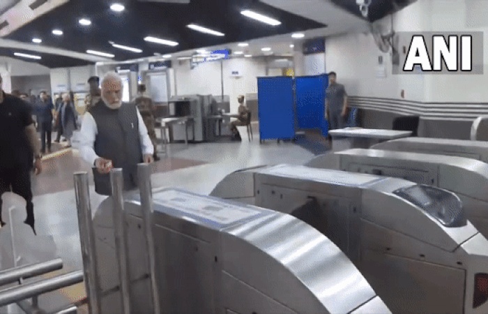 Prime Minister Narendra Modi travels by Delhi metro. (Photo/ANI)